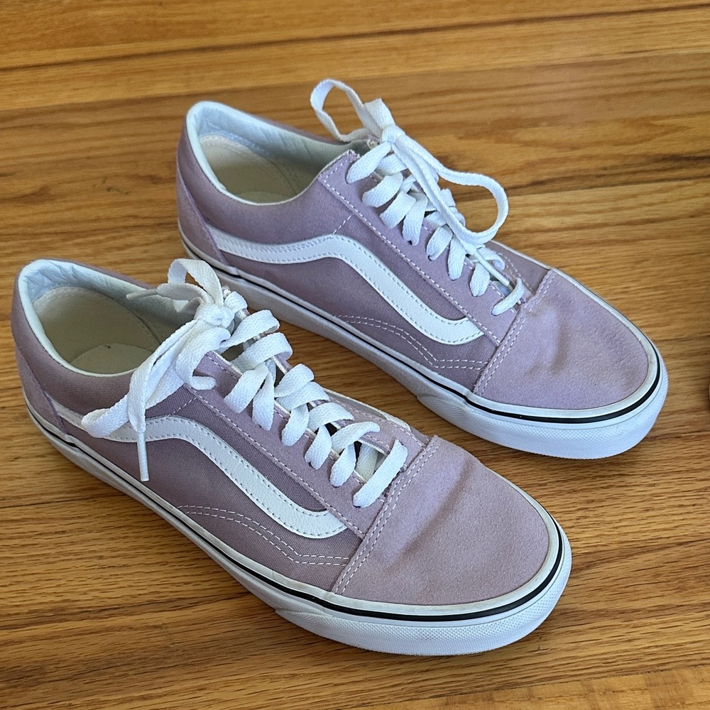 Vans Women's Blush Lavender and White Sneakers